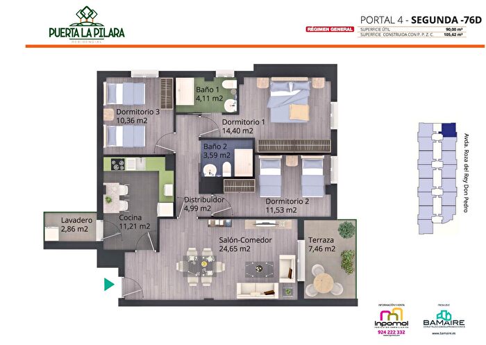Piso en venta de 3 habitaciones: Carretera de Sevilla Los Montitos, Badajoz Capital